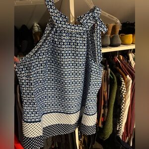 The Limited Blue and White Patterned Blouse